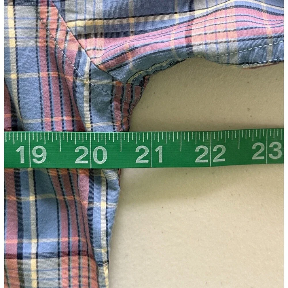 J Crew Lightweight Stretch Slim Men M Blue Pink Secret Wash‎ Cotton Poplin Shirt